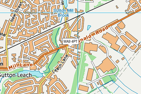 WA9 4PT map - OS VectorMap District (Ordnance Survey)