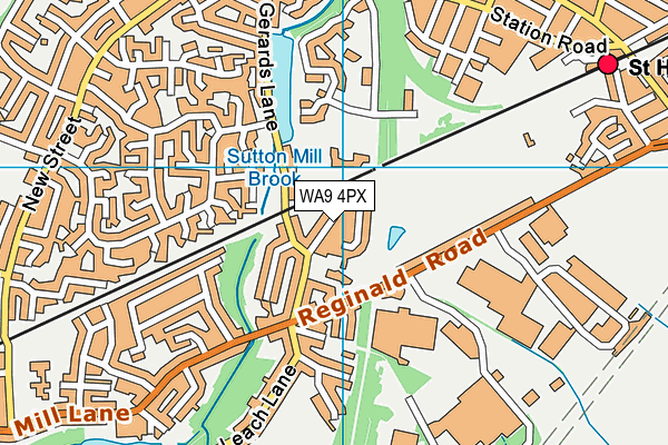 WA9 4PX map - OS VectorMap District (Ordnance Survey)