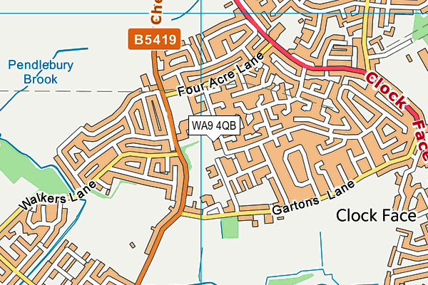 WA9 4QB map - OS VectorMap District (Ordnance Survey)