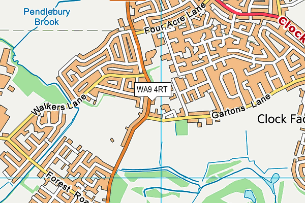 WA9 4RT map - OS VectorMap District (Ordnance Survey)