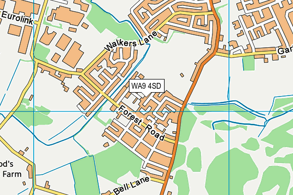 WA9 4SD map - OS VectorMap District (Ordnance Survey)