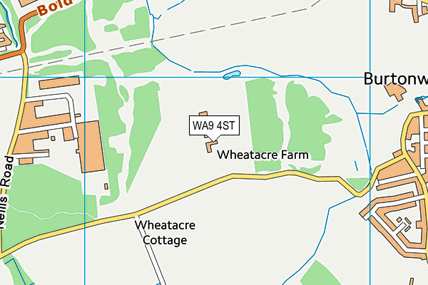 WA9 4ST map - OS VectorMap District (Ordnance Survey)