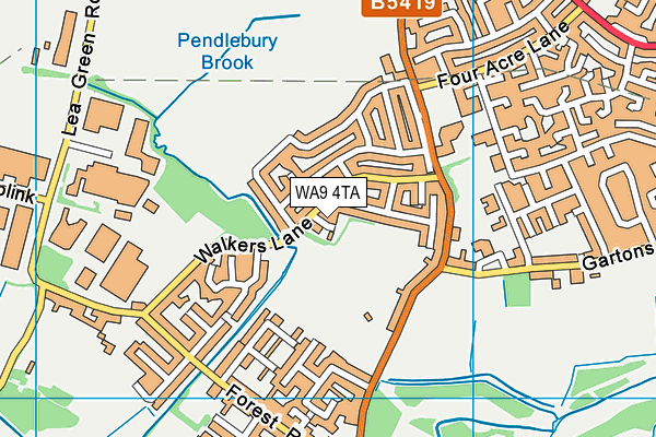 WA9 4TA map - OS VectorMap District (Ordnance Survey)