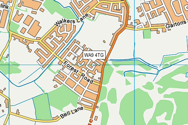 WA9 4TG map - OS VectorMap District (Ordnance Survey)