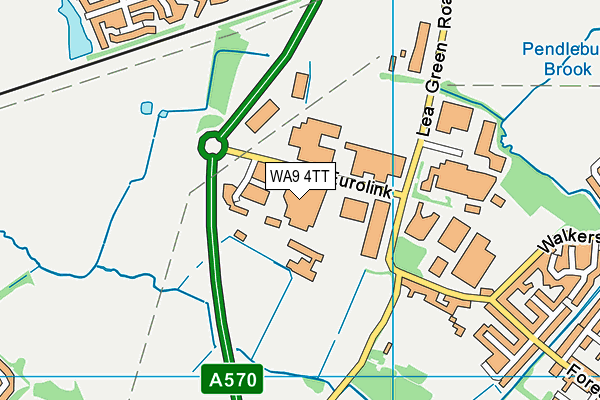 WA9 4TT map - OS VectorMap District (Ordnance Survey)