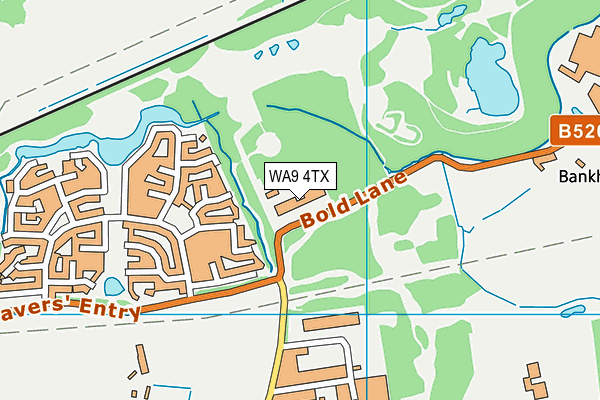 WA9 4TX map - OS VectorMap District (Ordnance Survey)