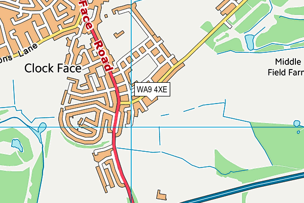 WA9 4XE map - OS VectorMap District (Ordnance Survey)