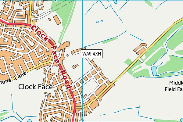 WA9 4XH map - OS VectorMap District (Ordnance Survey)