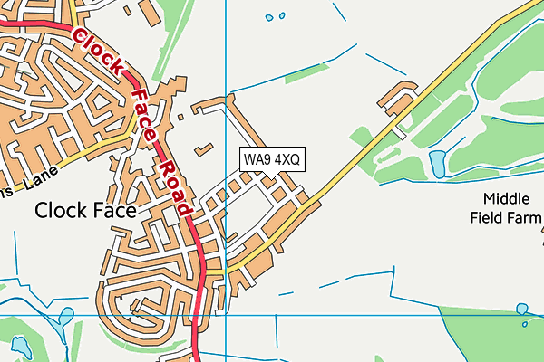 WA9 4XQ map - OS VectorMap District (Ordnance Survey)
