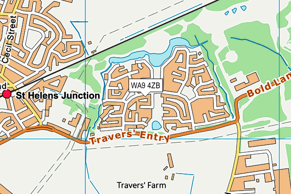 WA9 4ZB map - OS VectorMap District (Ordnance Survey)