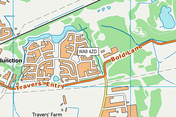 WA9 4ZD map - OS VectorMap District (Ordnance Survey)