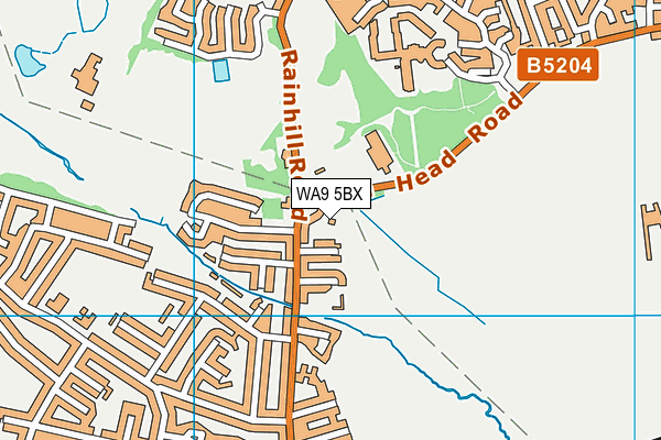 WA9 5BX map - OS VectorMap District (Ordnance Survey)