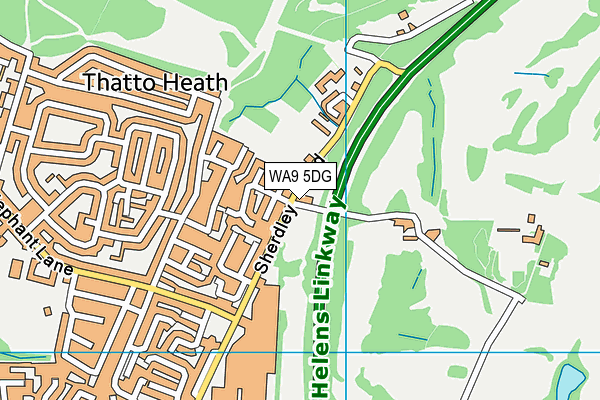 WA9 5DG map - OS VectorMap District (Ordnance Survey)