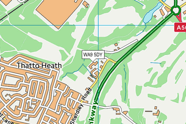 WA9 5DY map - OS VectorMap District (Ordnance Survey)