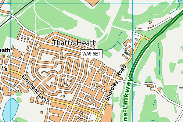 WA9 5ET map - OS VectorMap District (Ordnance Survey)