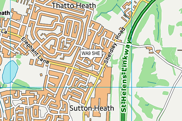 WA9 5HE map - OS VectorMap District (Ordnance Survey)