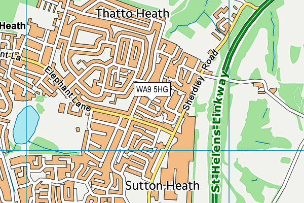 WA9 5HG map - OS VectorMap District (Ordnance Survey)
