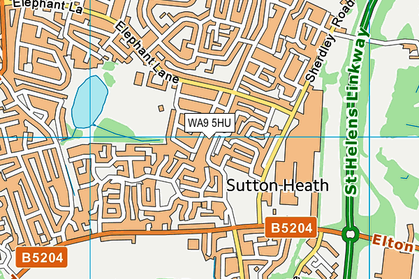 WA9 5HU map - OS VectorMap District (Ordnance Survey)