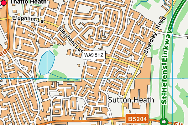 WA9 5HZ map - OS VectorMap District (Ordnance Survey)