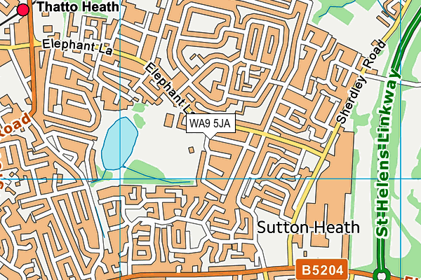 Thatto Heath Crusaders Arlfc (Crusader Park) map (WA9 5JA) - OS VectorMap District (Ordnance Survey)