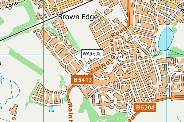 WA9 5JX map - OS VectorMap District (Ordnance Survey)