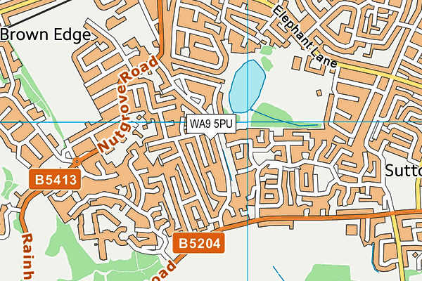 WA9 5PU map - OS VectorMap District (Ordnance Survey)