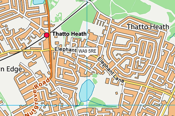 WA9 5RE map - OS VectorMap District (Ordnance Survey)