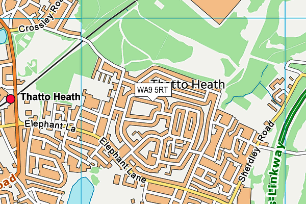 WA9 5RT map - OS VectorMap District (Ordnance Survey)