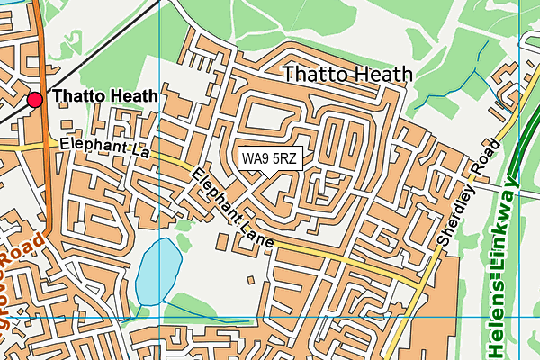 WA9 5RZ map - OS VectorMap District (Ordnance Survey)