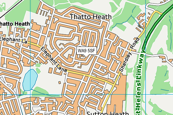 WA9 5SF map - OS VectorMap District (Ordnance Survey)