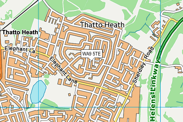 WA9 5TE map - OS VectorMap District (Ordnance Survey)