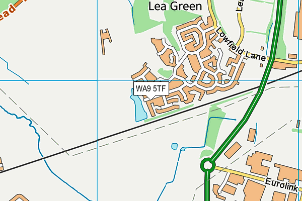 WA9 5TF map - OS VectorMap District (Ordnance Survey)