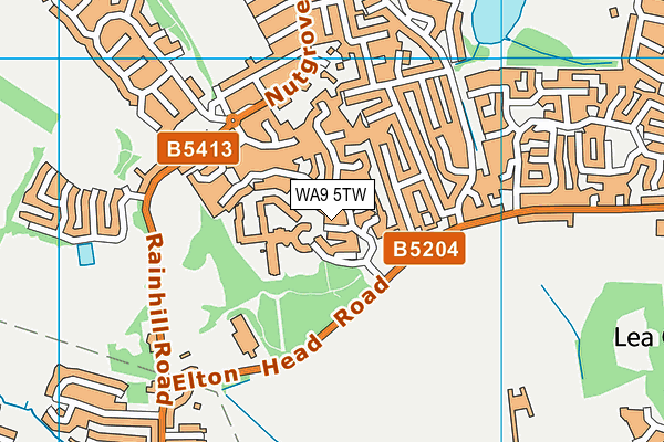 WA9 5TW map - OS VectorMap District (Ordnance Survey)