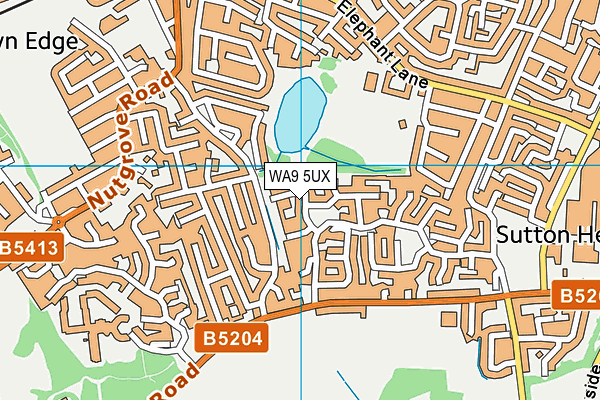 WA9 5UX map - OS VectorMap District (Ordnance Survey)