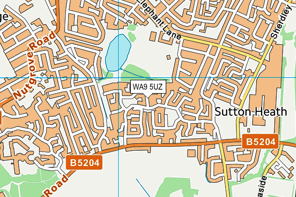 WA9 5UZ map - OS VectorMap District (Ordnance Survey)