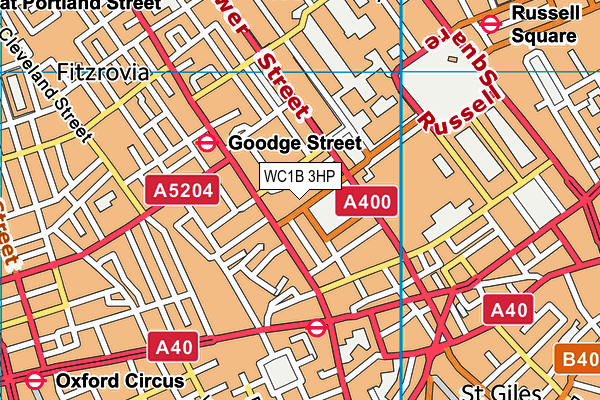 WC1B 3HP map - OS VectorMap District (Ordnance Survey)