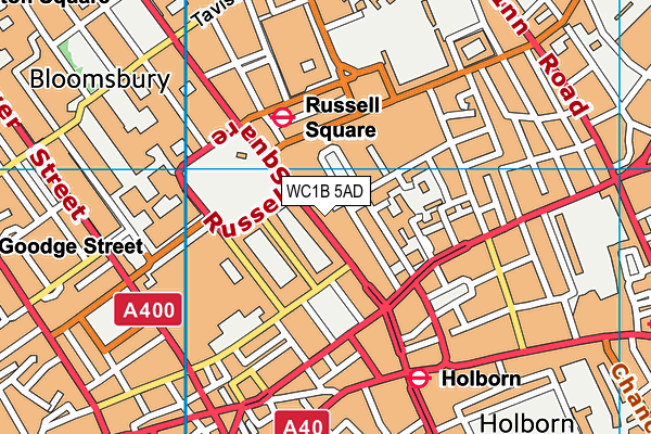 WC1B 5AD map - OS VectorMap District (Ordnance Survey)