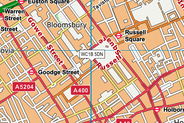 WC1B 5DN map - OS VectorMap District (Ordnance Survey)