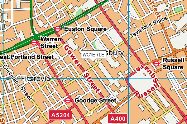 WC1E 7LE map - OS VectorMap District (Ordnance Survey)