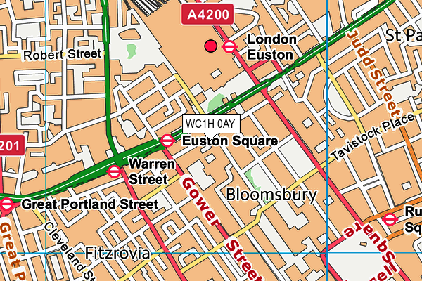 Bloomsbury Fitness Centre map (WC1H 0AY) - OS VectorMap District (Ordnance Survey)