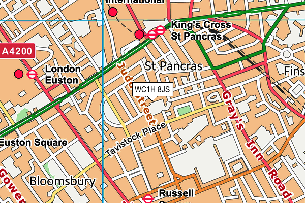 WC1H 8JS map - OS VectorMap District (Ordnance Survey)