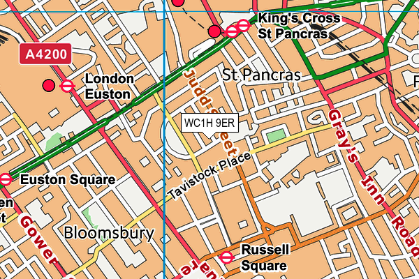 WC1H 9ER map - OS VectorMap District (Ordnance Survey)