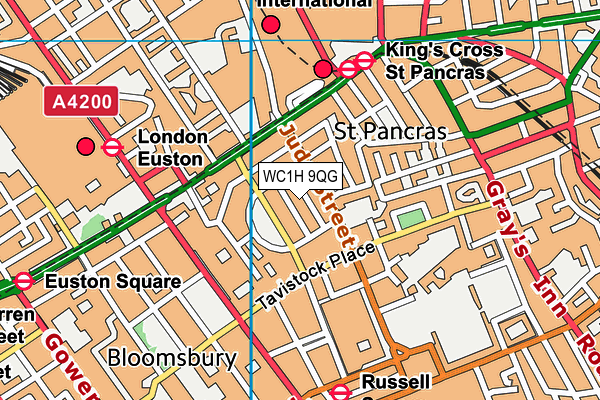 WC1H 9QG map - OS VectorMap District (Ordnance Survey)