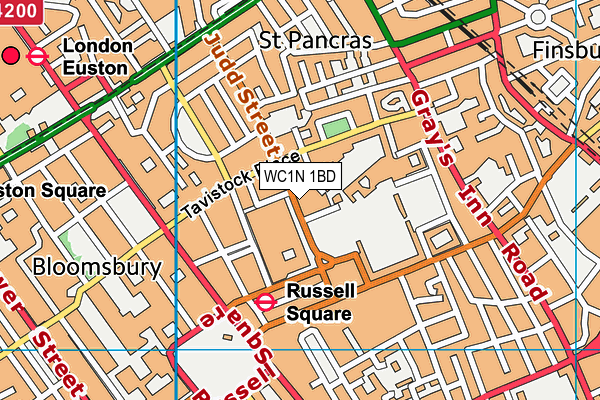 WC1N 1BD map - OS VectorMap District (Ordnance Survey)