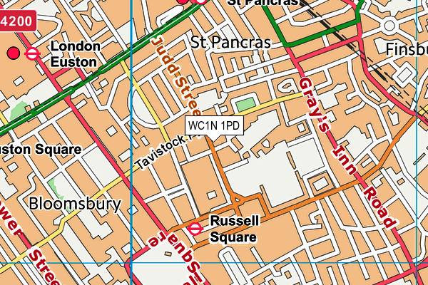 WC1N 1PD map - OS VectorMap District (Ordnance Survey)