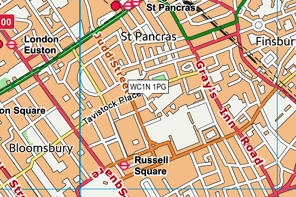 WC1N 1PG map - OS VectorMap District (Ordnance Survey)