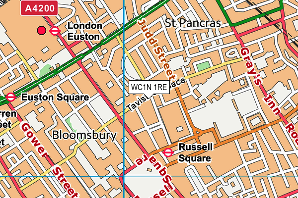 WC1N 1RE map - OS VectorMap District (Ordnance Survey)