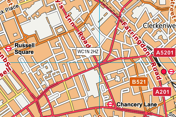 WC1N 2HZ map - OS VectorMap District (Ordnance Survey)