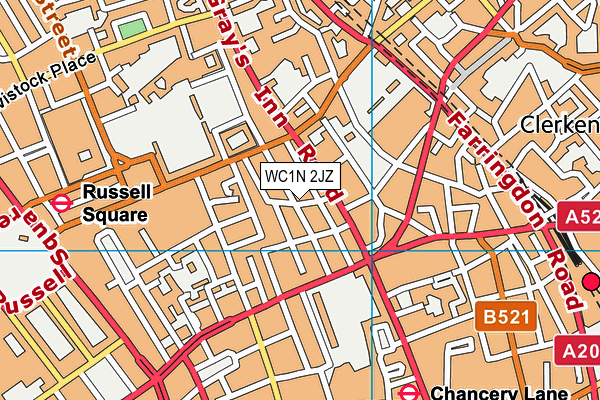 WC1N 2JZ map - OS VectorMap District (Ordnance Survey)