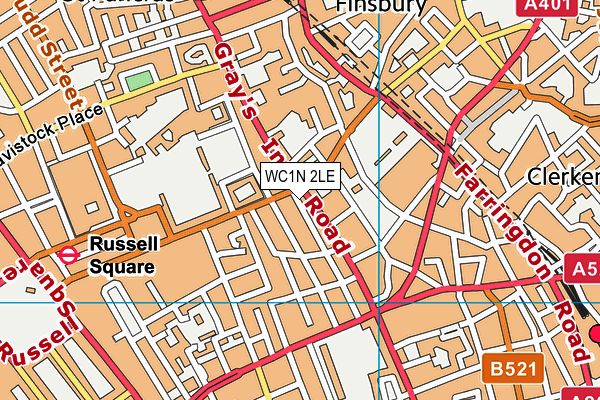 WC1N 2LE map - OS VectorMap District (Ordnance Survey)
